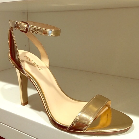 nine west gold sandals heels